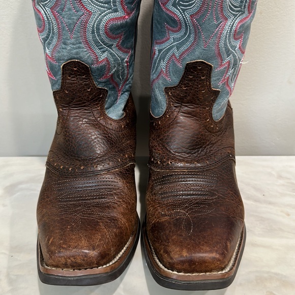 Justin Cowgirl Western Dark Brown Rawhide Boots L7305 Size 7 B Brown,Steel Blue - Picture 9 of 12